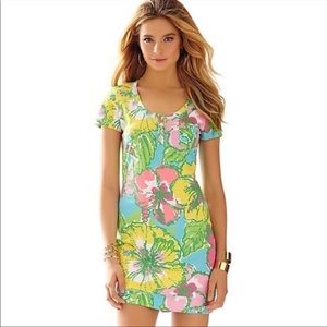 Lilly Pulitzer Britton Cotton Tee Shirt Dress Small S Big Flirt Floral
